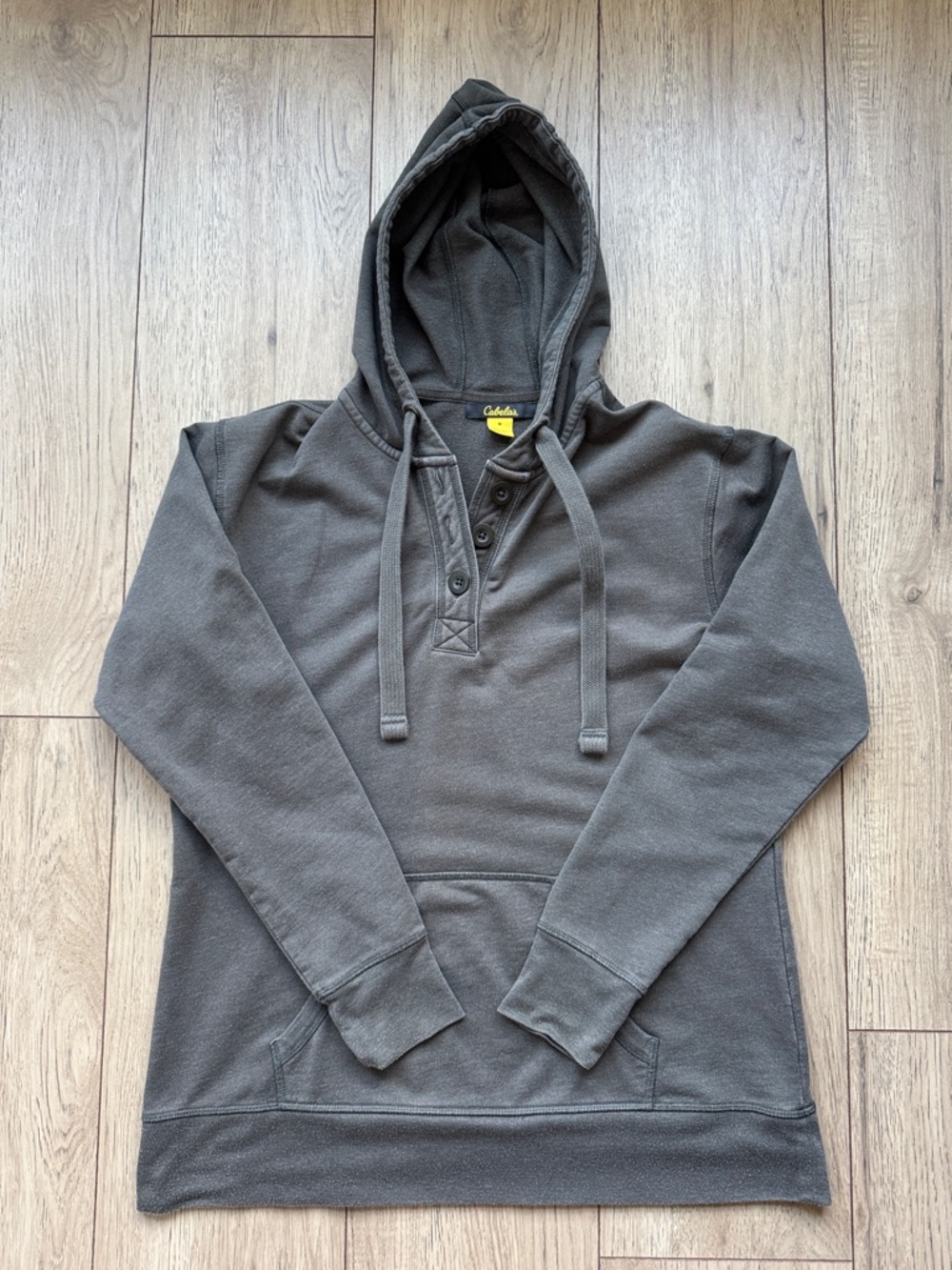 Cabela’s Women’s Medium Hoodie Gray Green Henley Pullover Outdoor Sweatshirt